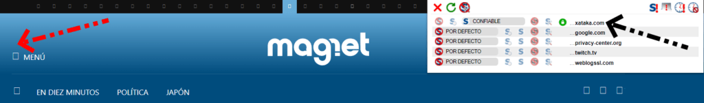 Extensiones NoScript en el navegador 8 08 desbloqueo selectivo