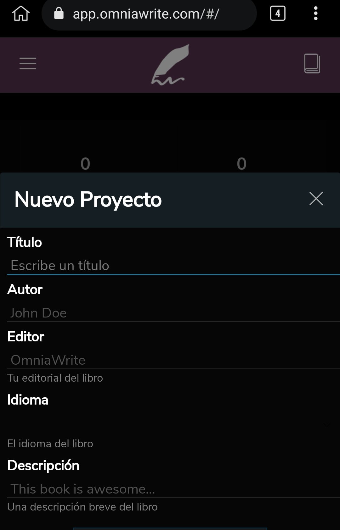 Menú proyectos
